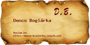 Dencs Boglárka névjegykártya